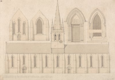 Elevation of the Church of Columbiers, near Valognes, Normandy by John Sell Cotman